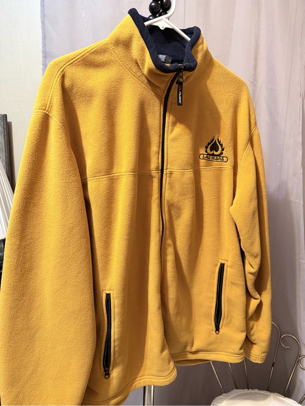 Men's Yellow Full-Zip Fleece Jacket with Embroidered Logo Chestnut Hill
